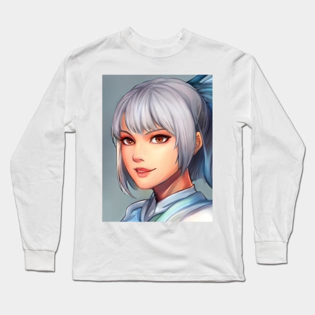 Grey Hair Anime Girl Long Sleeve T-Shirt by animegirlnft